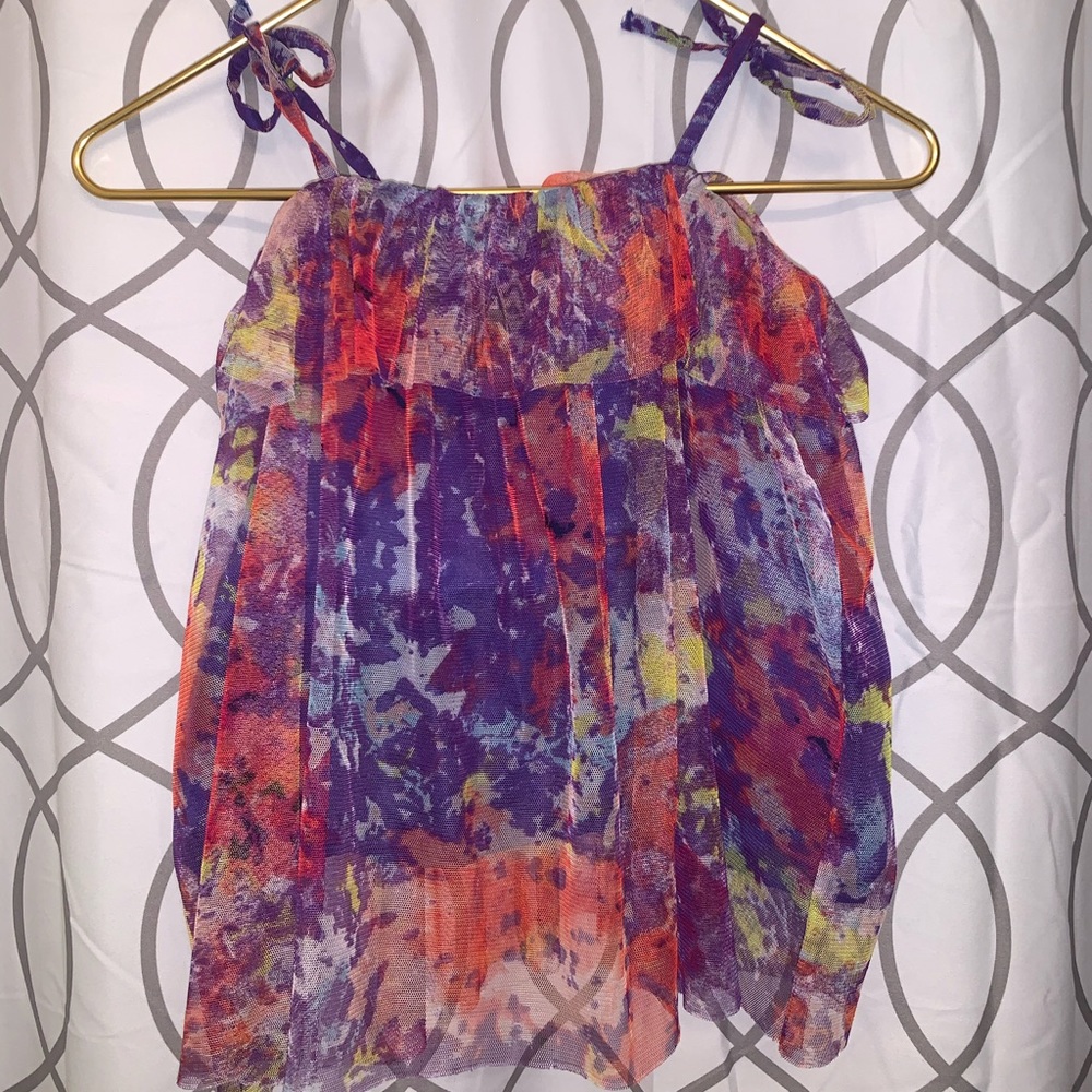 Multicolor tank with ruffles